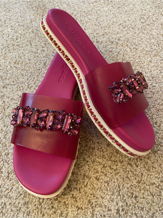Karl Lagerfeld Shoes - Karl Lagerfeld Fuchsia Jeweled Slide Sandals, Sz. 6